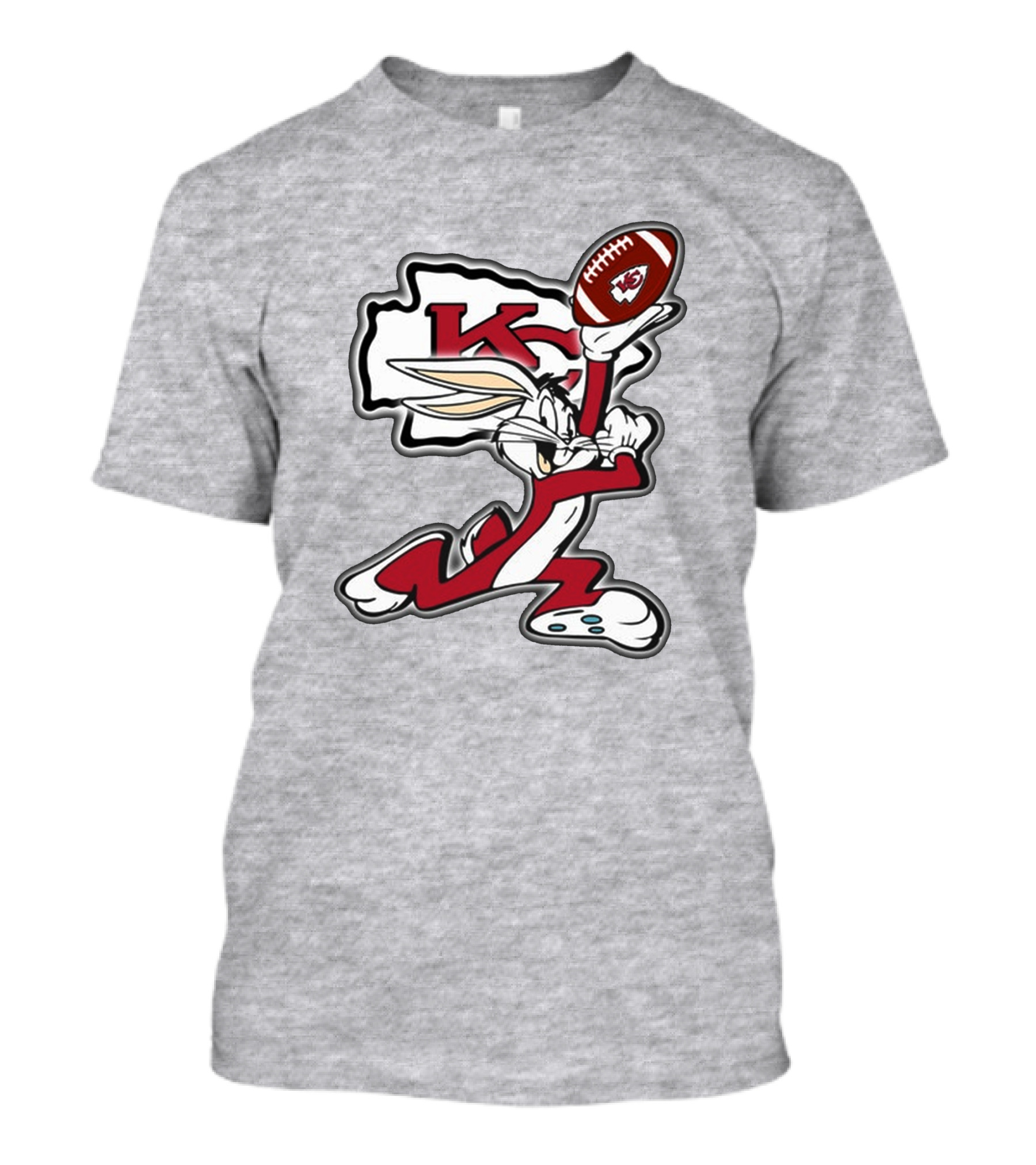 Kansas City Chiefs Bunny Holding Football With Kc T-Shirt