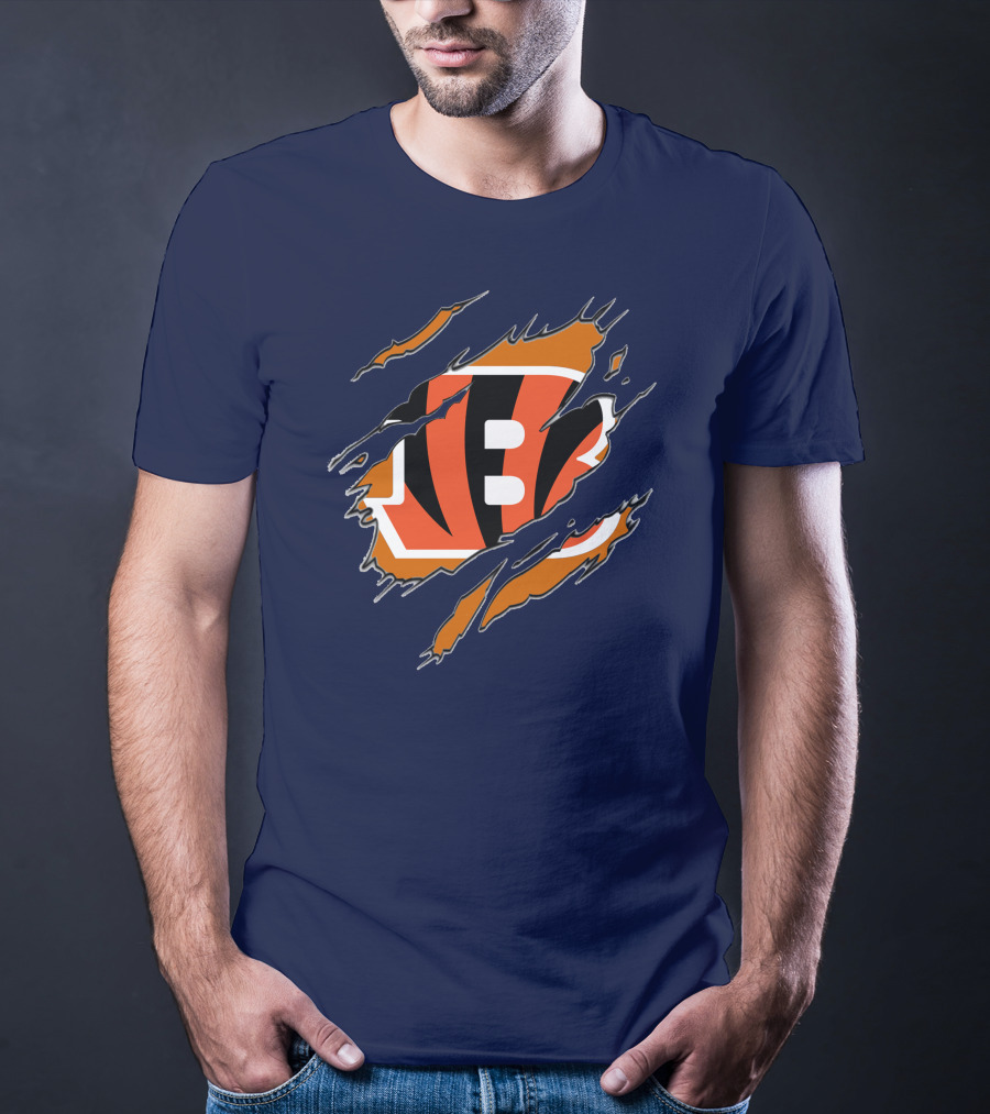 Cincinnati Bengals Claw Mark Logo Tearing Effect T-Shirt