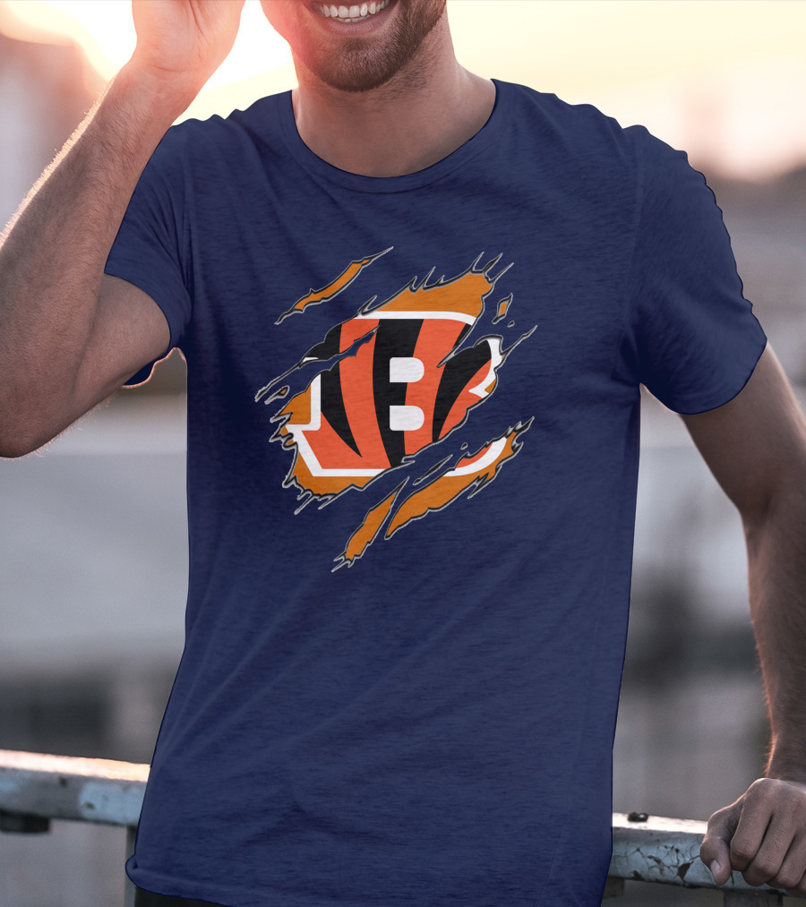 Cincinnati Bengals Claw Mark Logo Tearing Effect T-Shirt