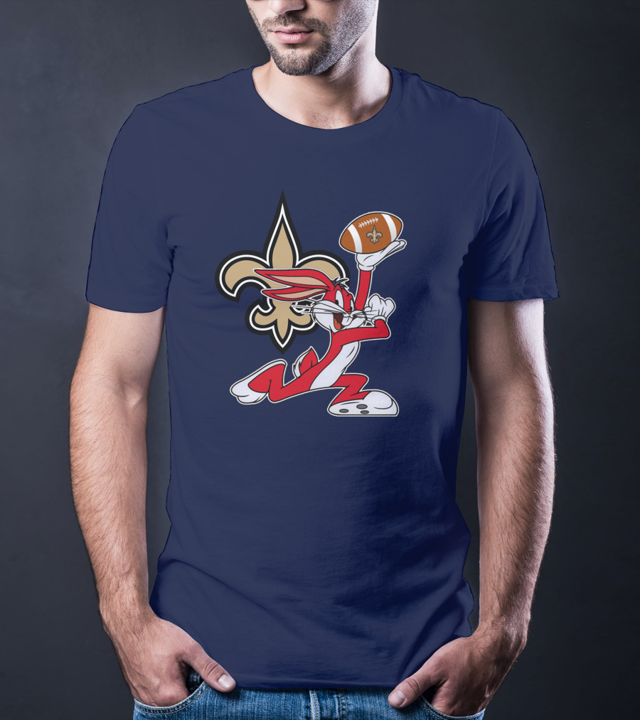 New Orleans Saints Bugs Bunny Football Fleur-de-Lis T-Shirt