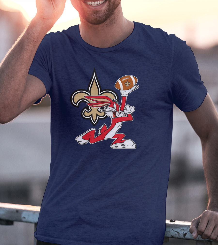 New Orleans Saints Bugs Bunny Football Fleur-de-Lis T-Shirt