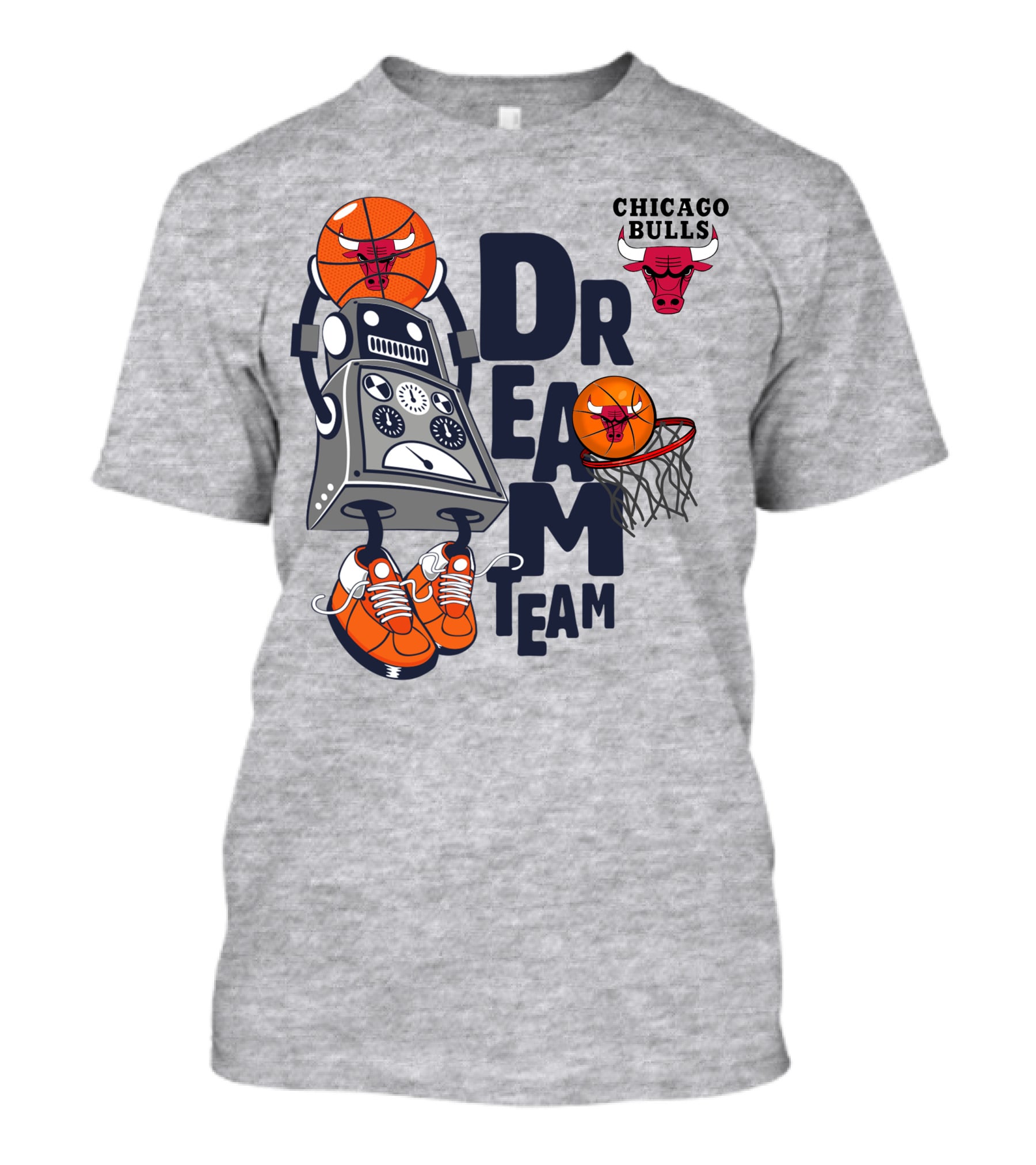 Chicago Bulls Dream Team Robot Dunking Basketball T-Shirt