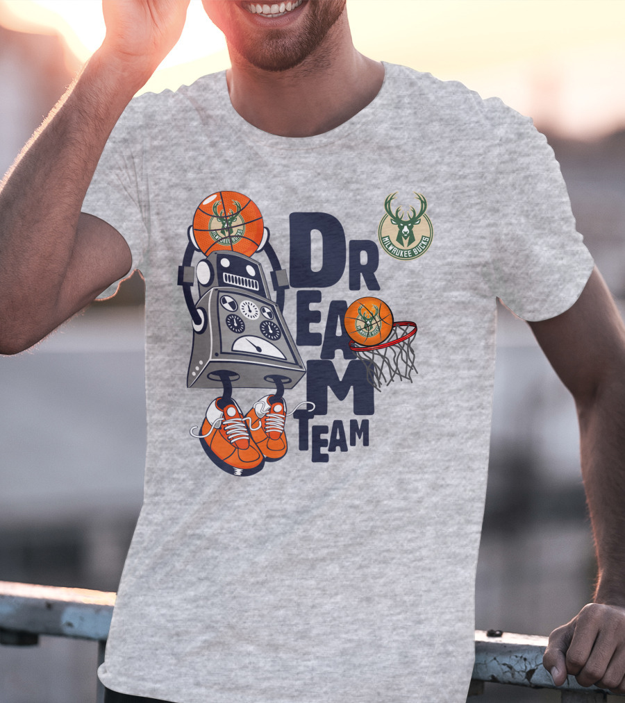 Milwaukee Bucks Dream Team Robot Basketball Fantasy T-Shirt