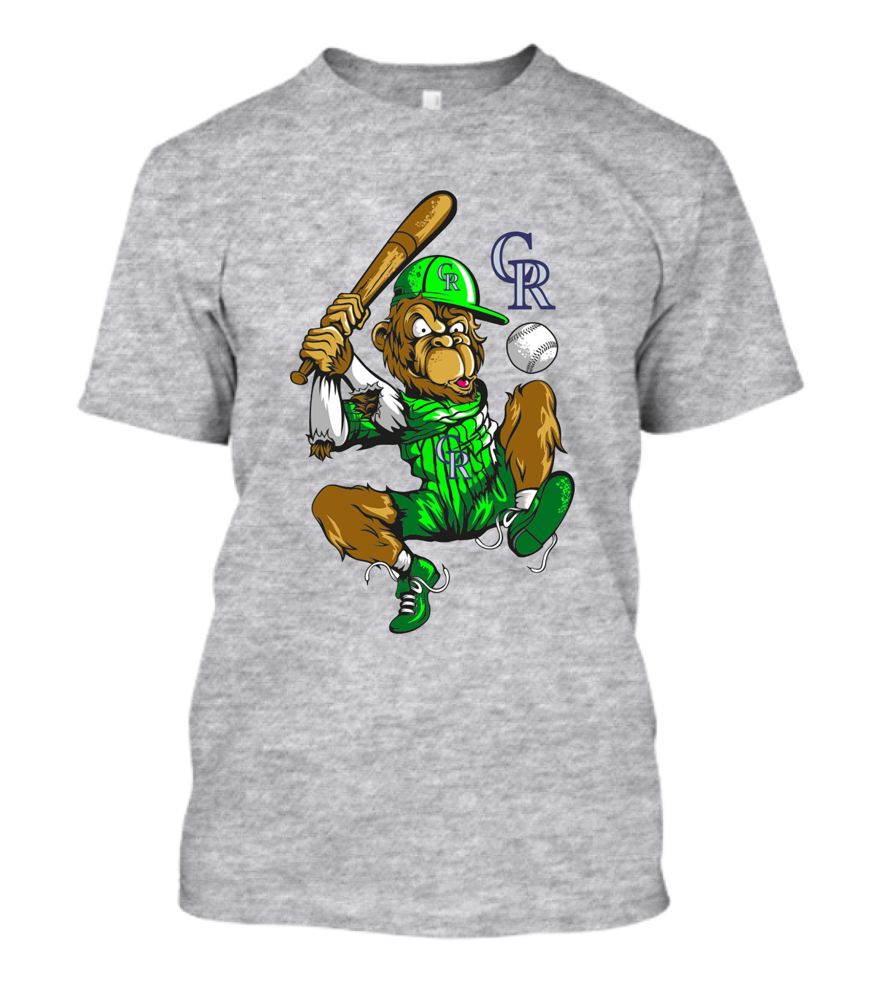Colorado Rockies Cr Baseball Monkey Batting T-Shirt