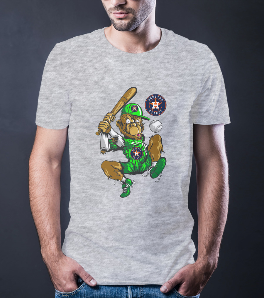 Houston Astros Baseball Monkey Home Run Swing T-Shirt