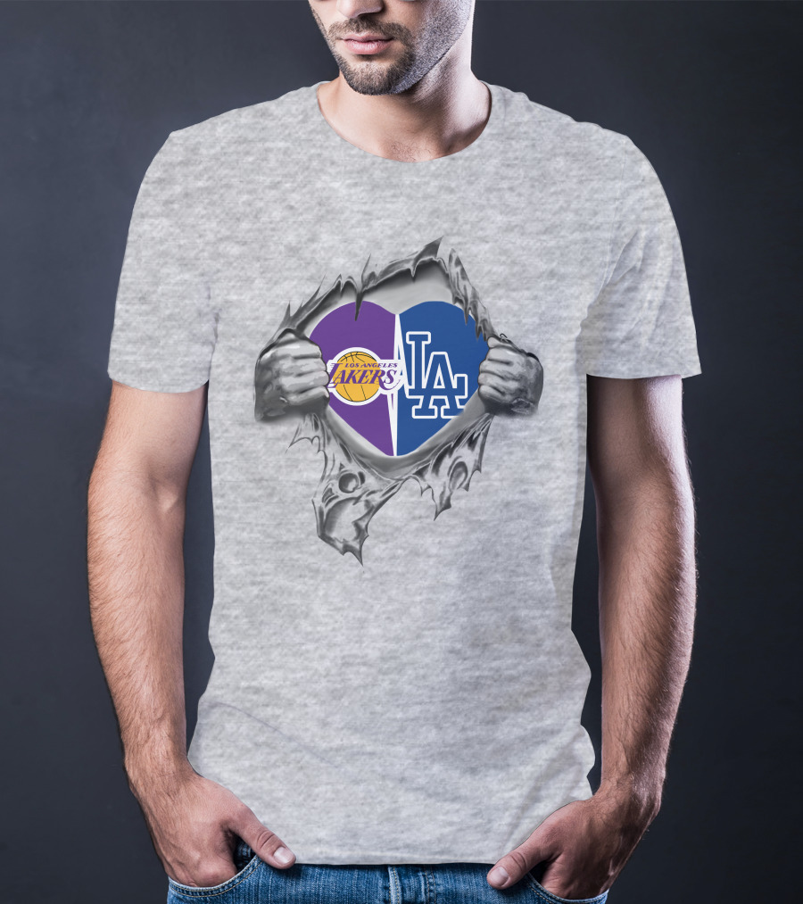Los Angeles Lakers Dodgers Heart Symbol T-Shirt