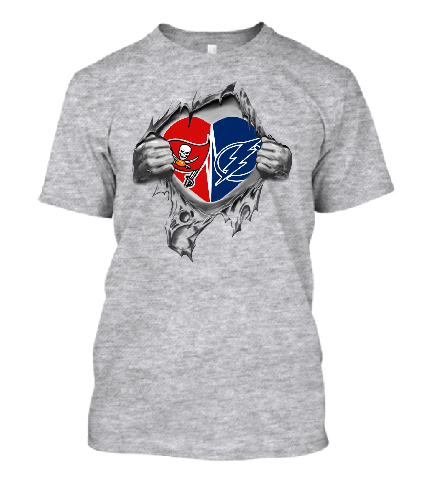 Tampa Bay Buccaneers Lightning Heart Logos Hidden In Chest T-Shirt