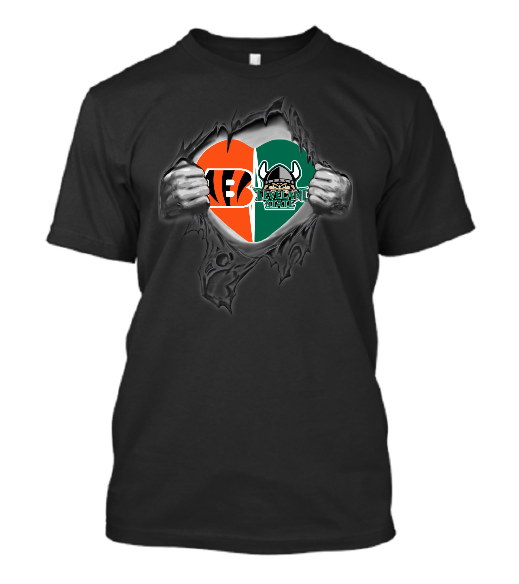 Bengals Cleveland State Vikings Heart T-Shirt