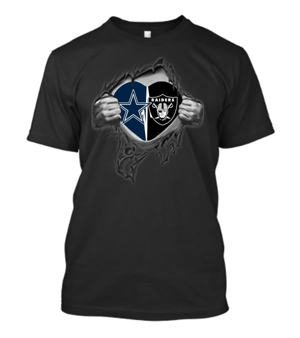 Cowboys Raiders Heart Logo Torn T-Shirt