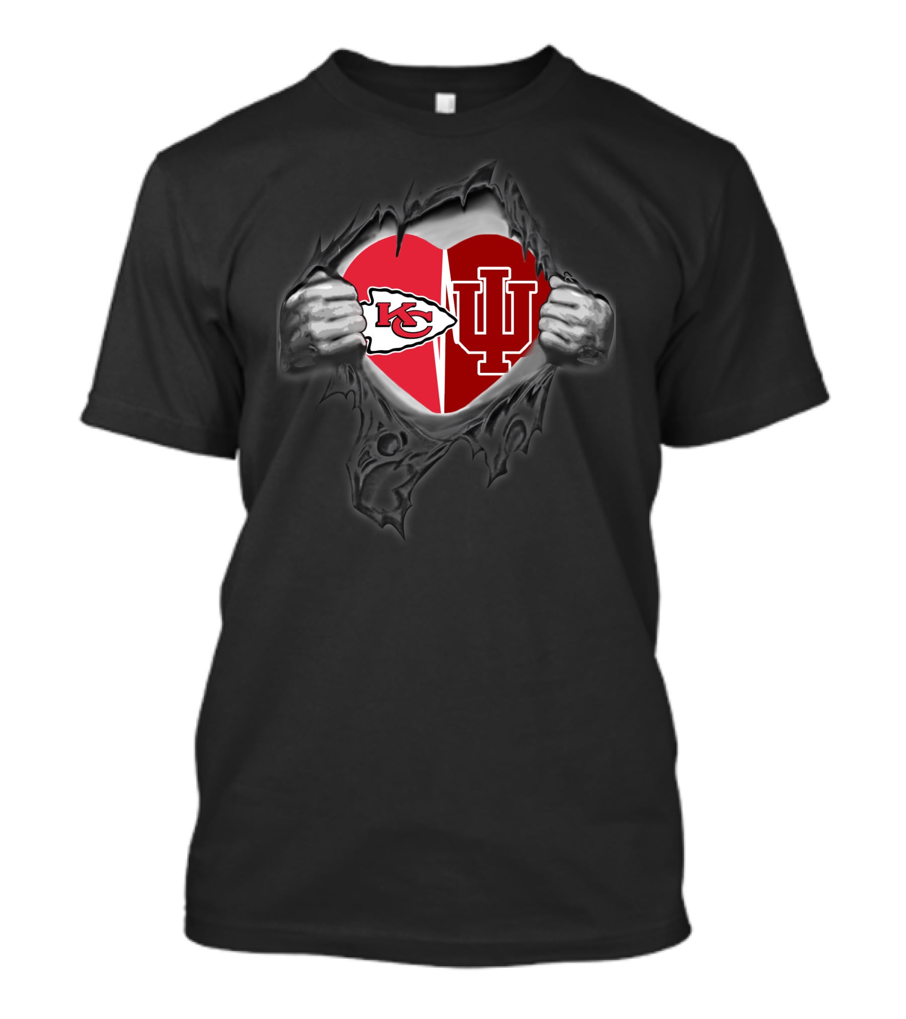 Kansas City Chiefs Indiana Hoosiers Heart Logo Fan Passion T-Shirt