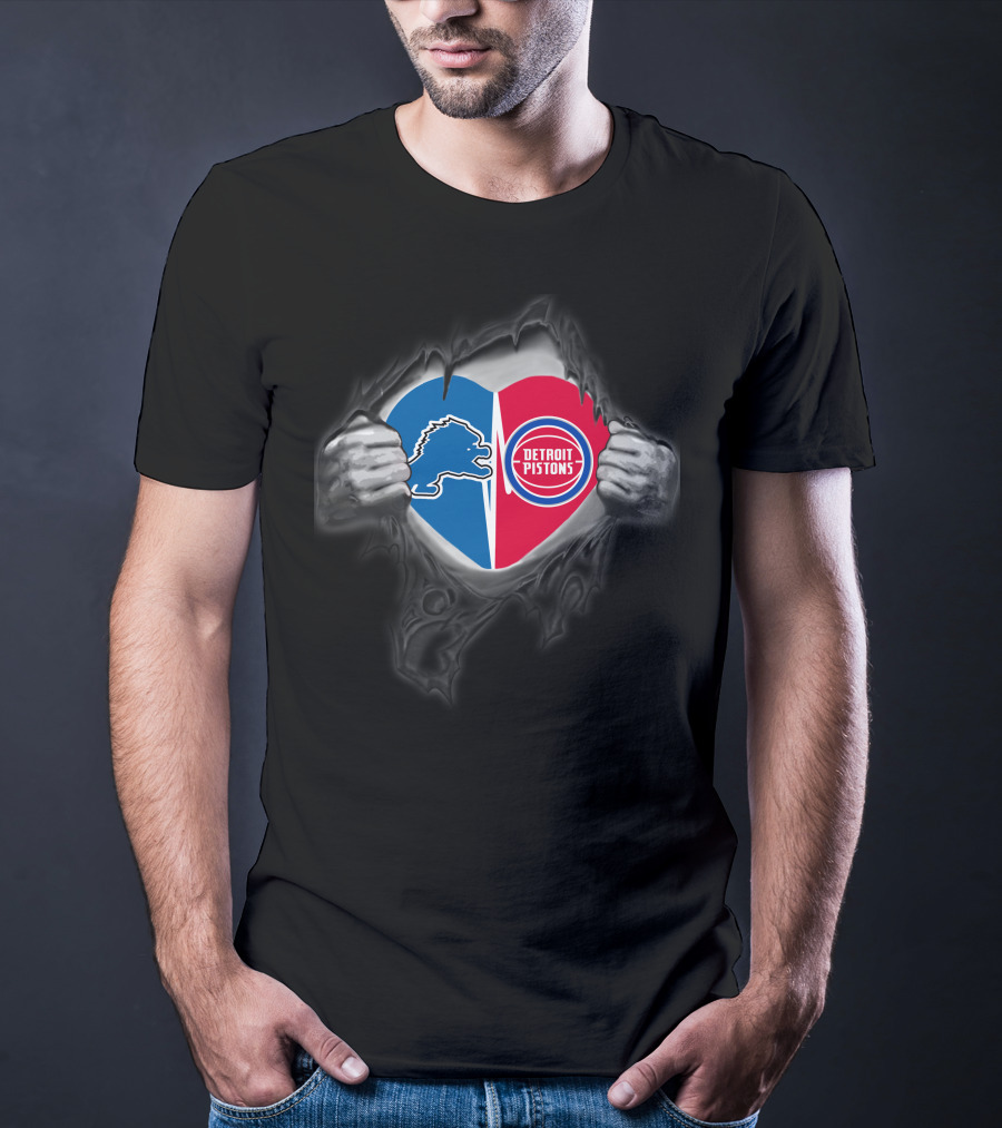 Lions Detroit Pistons Heart T-Shirt