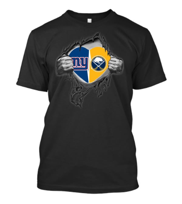New York Giants Buffalo Sabres Heart T-Shirt