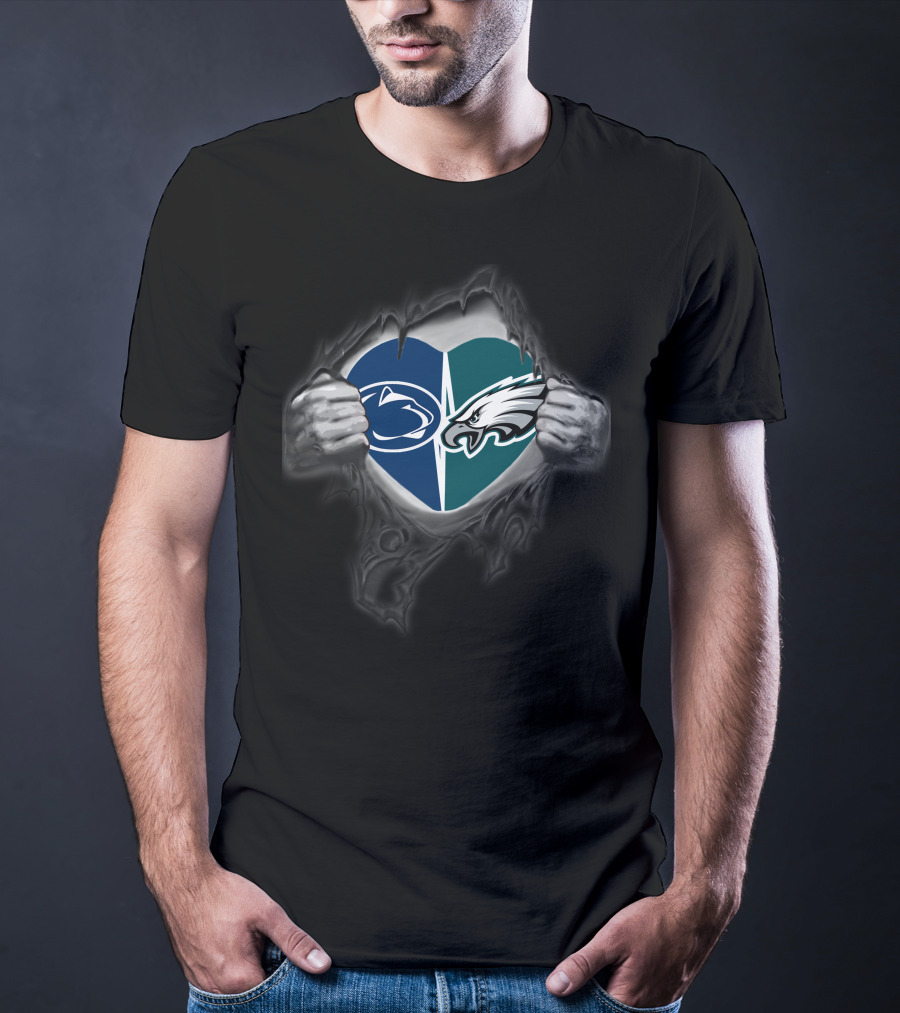 Philadelphia Eagles Penn State Heart Logo Combo T-Shirt