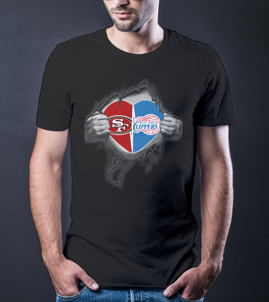 Sf 49ers Los Angeles Clippers Heart Logo Fan Pride T-Shirt