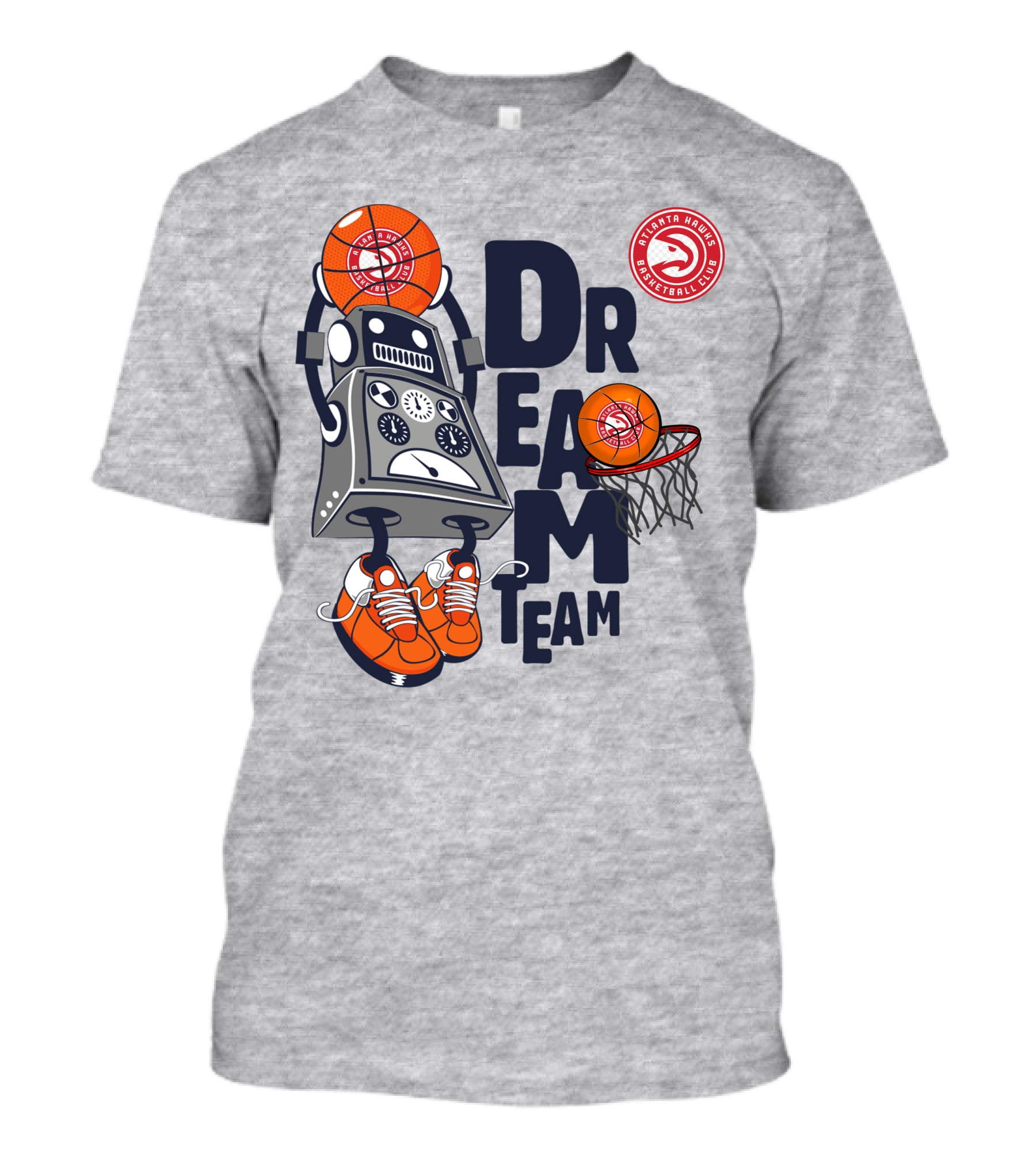 Atlanta Hawks Dream Team Basketball Club Robot And Hoop T-Shirt