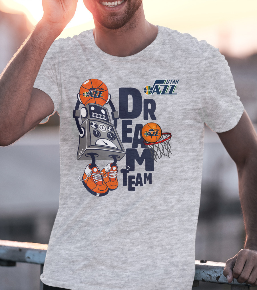 Utah Jazz Dream Team Robot Basketball Dunking T-Shirt