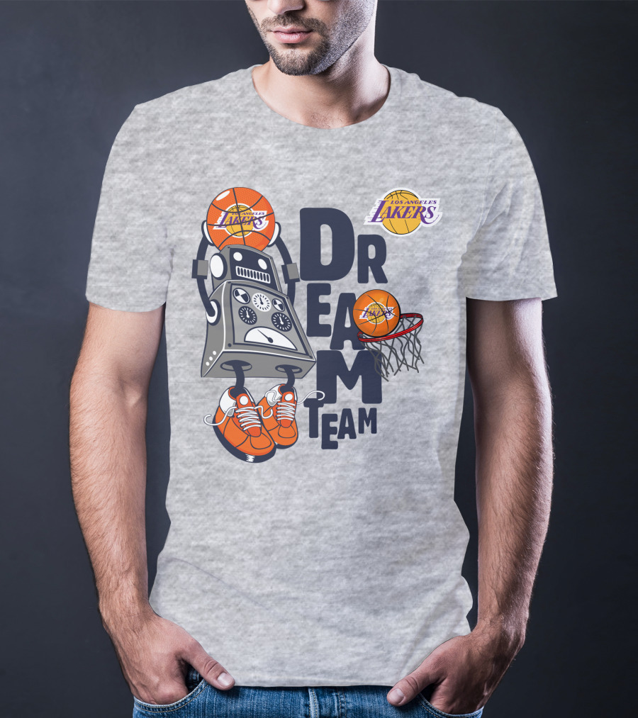 Los Angeles Lakers Dream Team Basketball Robot T-Shirt
