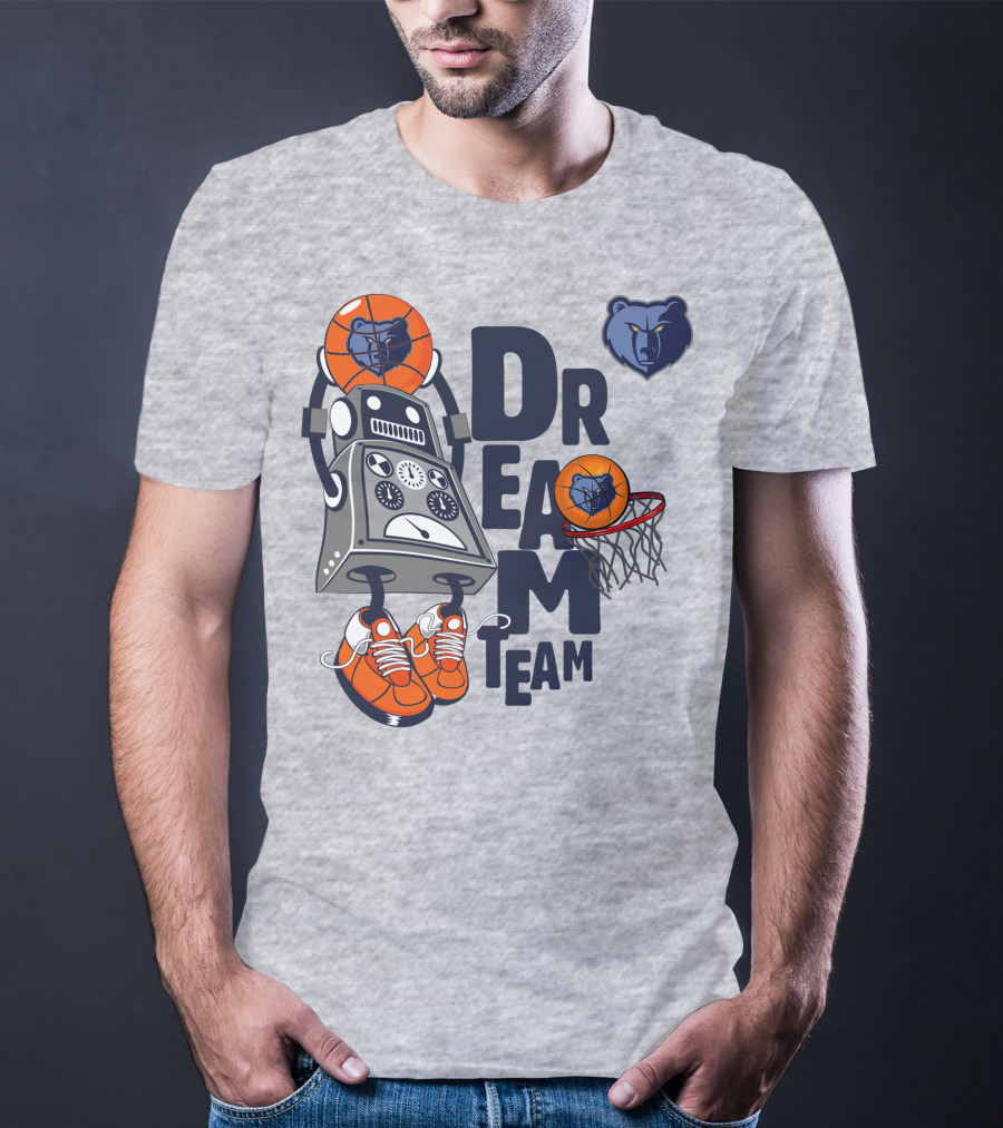 Memphis Grizzlies Dream Team Robot With Basketball And Bear T-Shirt
