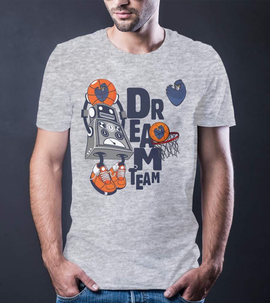 Monmouth Basketball Robot Team With Owl Hoop T-Shirt