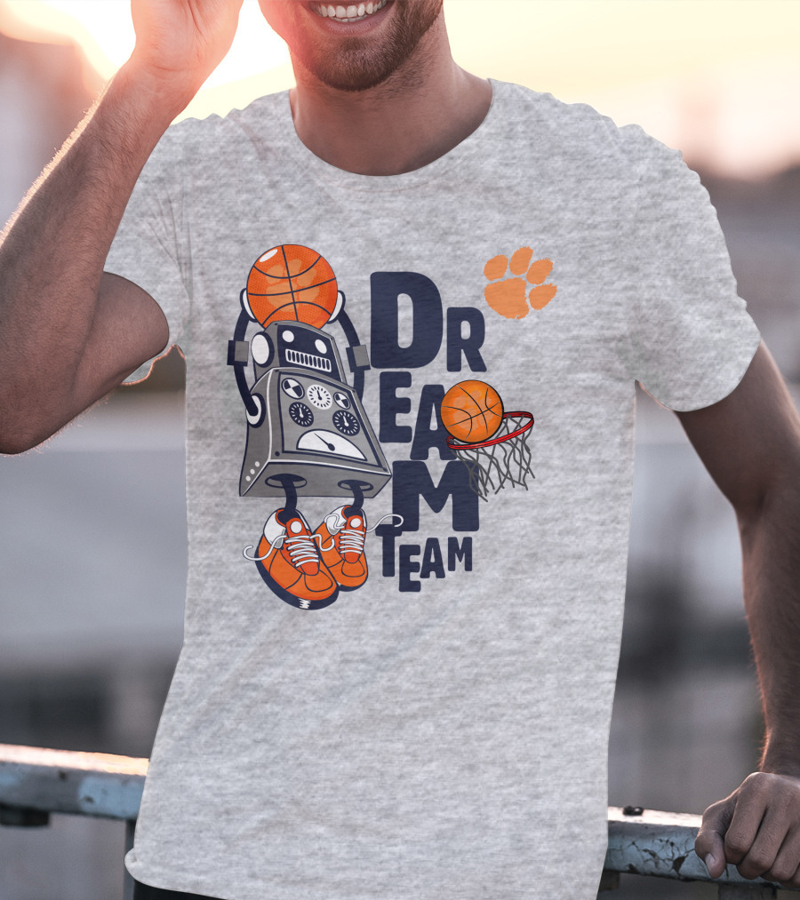 Clemson Dream Team Basketball Robot And Paw Print T-Shirt