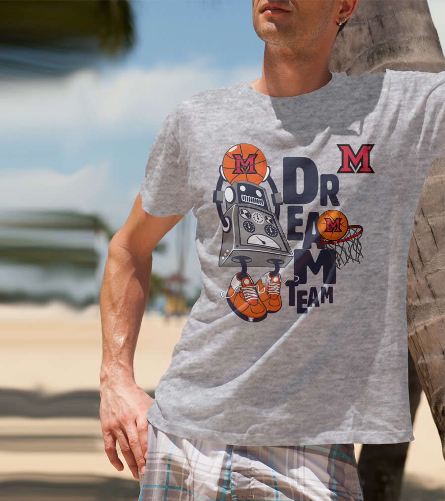 Miami Dream Team Robot Basketball M Logo T-Shirt