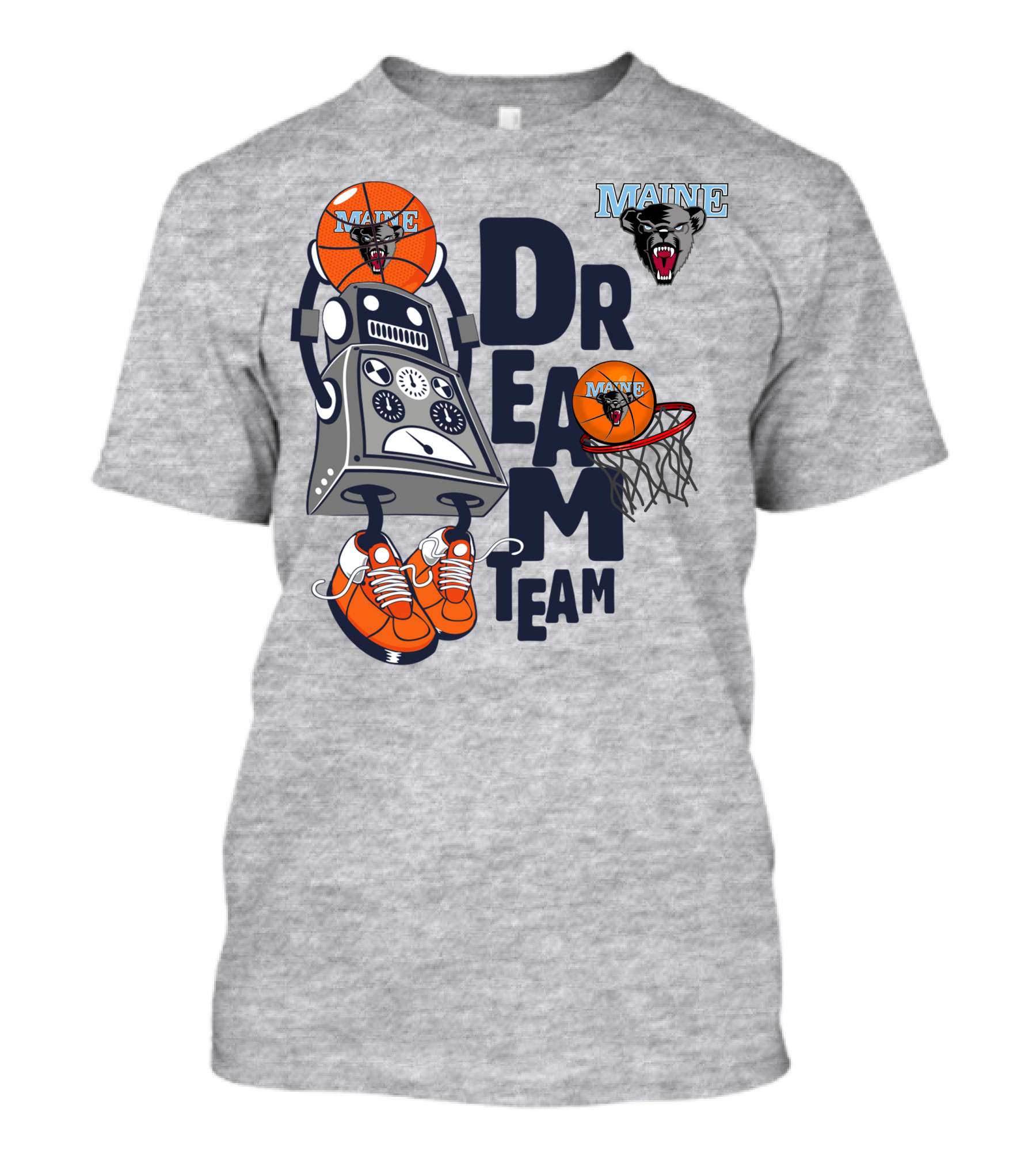 Maine Black Bears Dream Team Basketball Robot And Hoop T-Shirt
