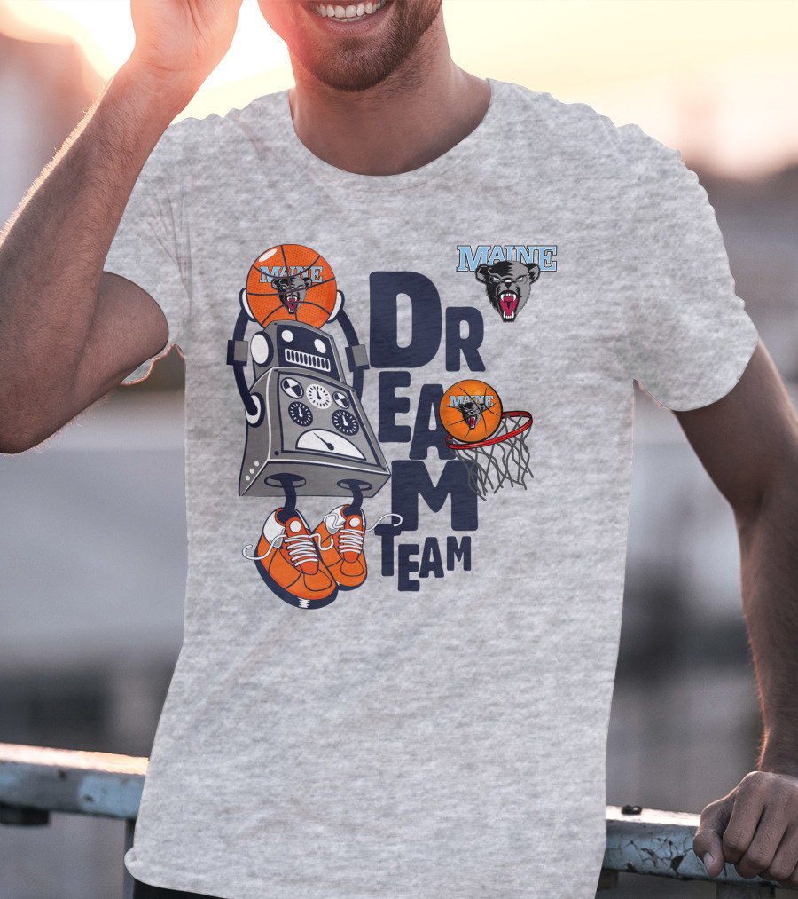 Maine Black Bears Dream Team Basketball Robot And Hoop T-Shirt