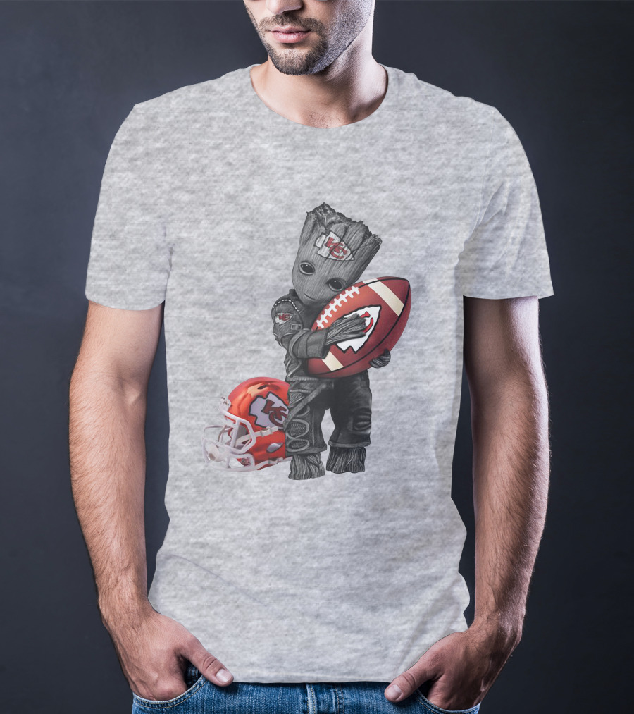 Kansas City Chiefs Baby Groot Football Helmet T-Shirt