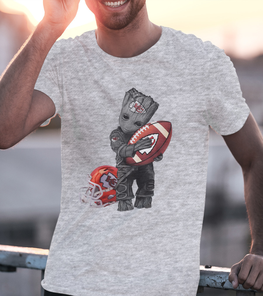 Kansas City Chiefs Baby Groot Football Helmet T-Shirt