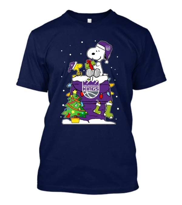 Snoopy Woodstock Sacramento Kings Christmas Tree Holiday Celebration T-Shirt