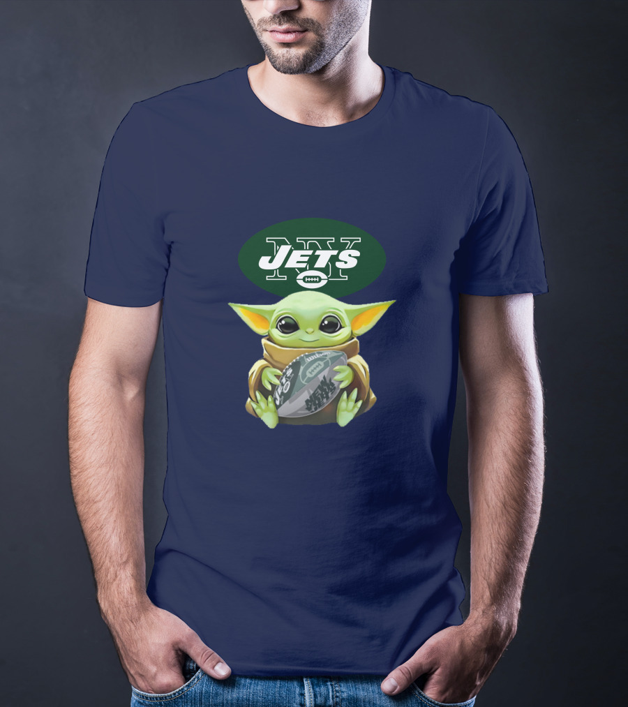 Jets Baby Yoda Holding Football New York T-Shirt