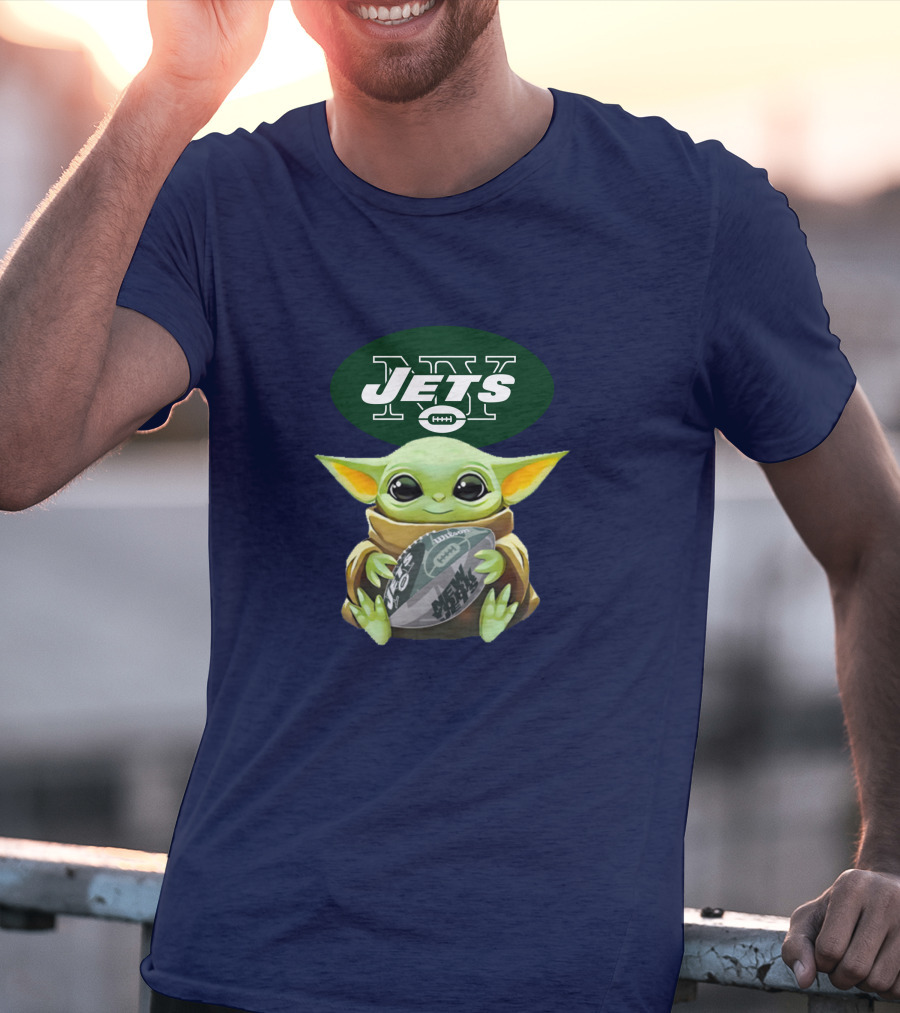 Jets Baby Yoda Holding Football New York T-Shirt