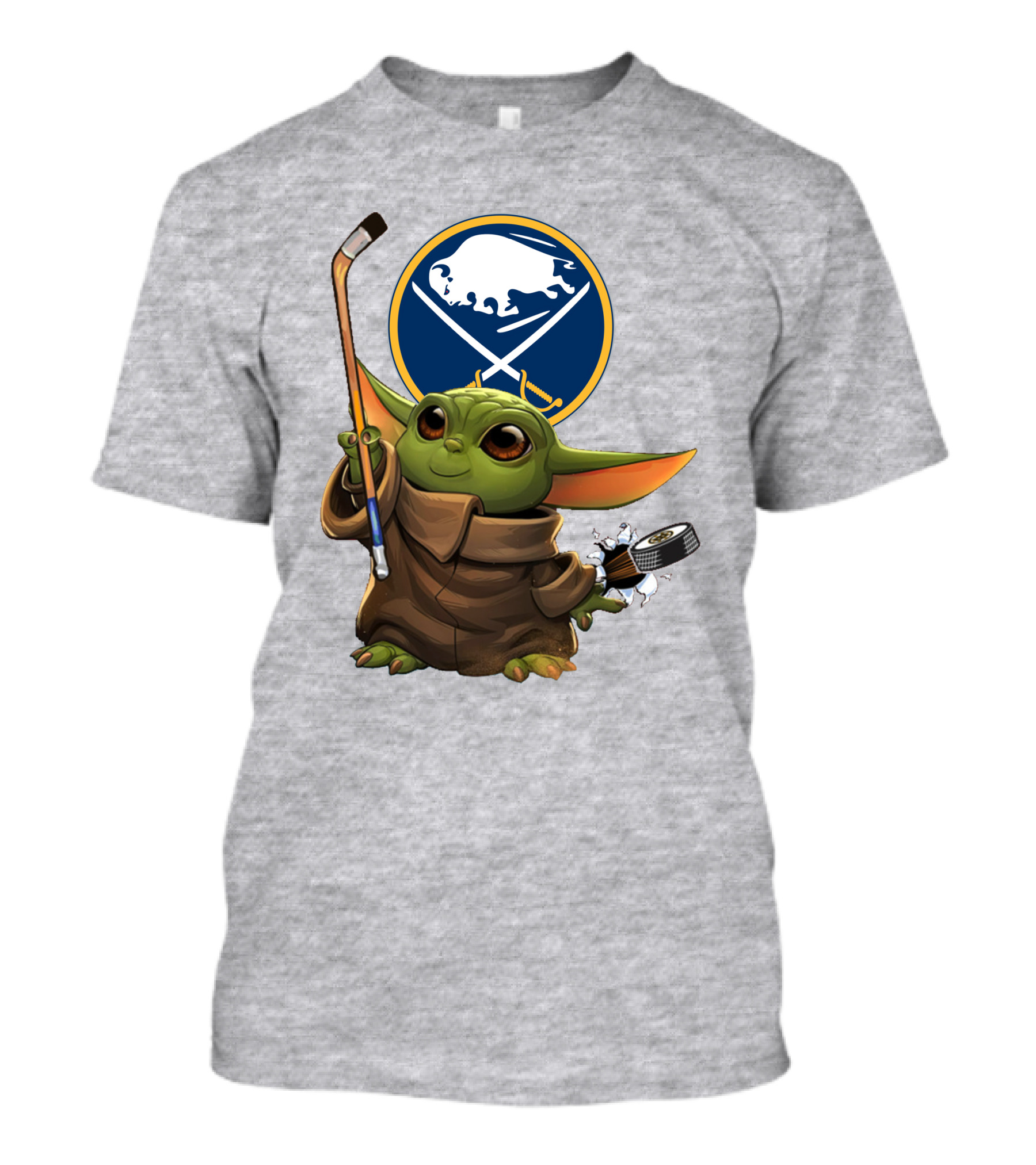 Buffalo Sabres Baby Yoda Hockey Stick And Puck T-Shirt