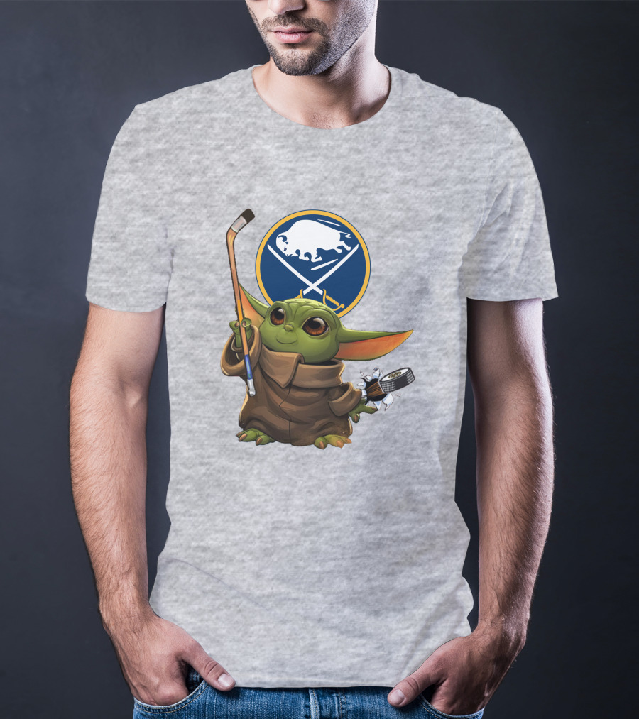 Buffalo Sabres Baby Yoda Hockey Stick And Puck T-Shirt
