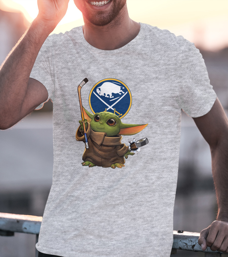 Buffalo Sabres Baby Yoda Hockey Stick And Puck T-Shirt