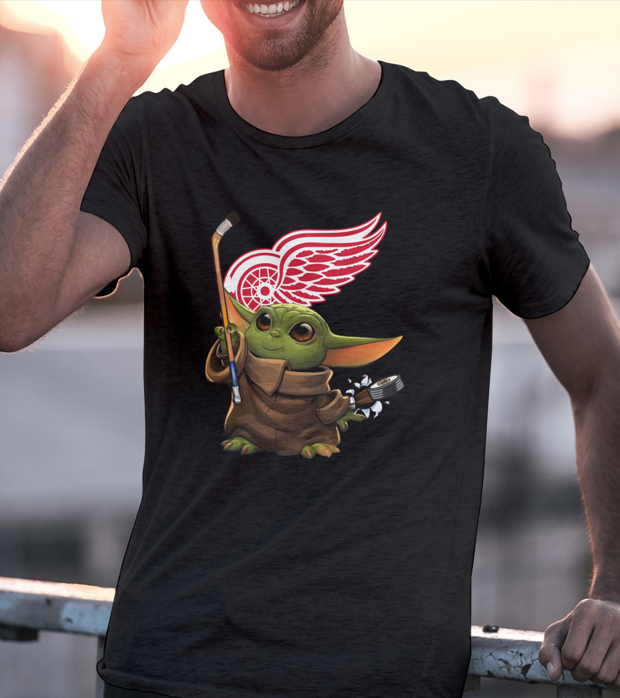 Detroit Red Wings Baby Yoda Hockey T-Shirt