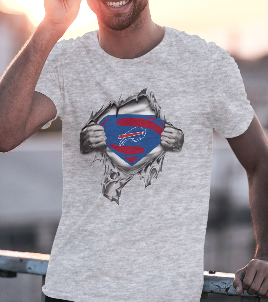 Buffalo Bills Superhero Emblem Rip Effect T-Shirt