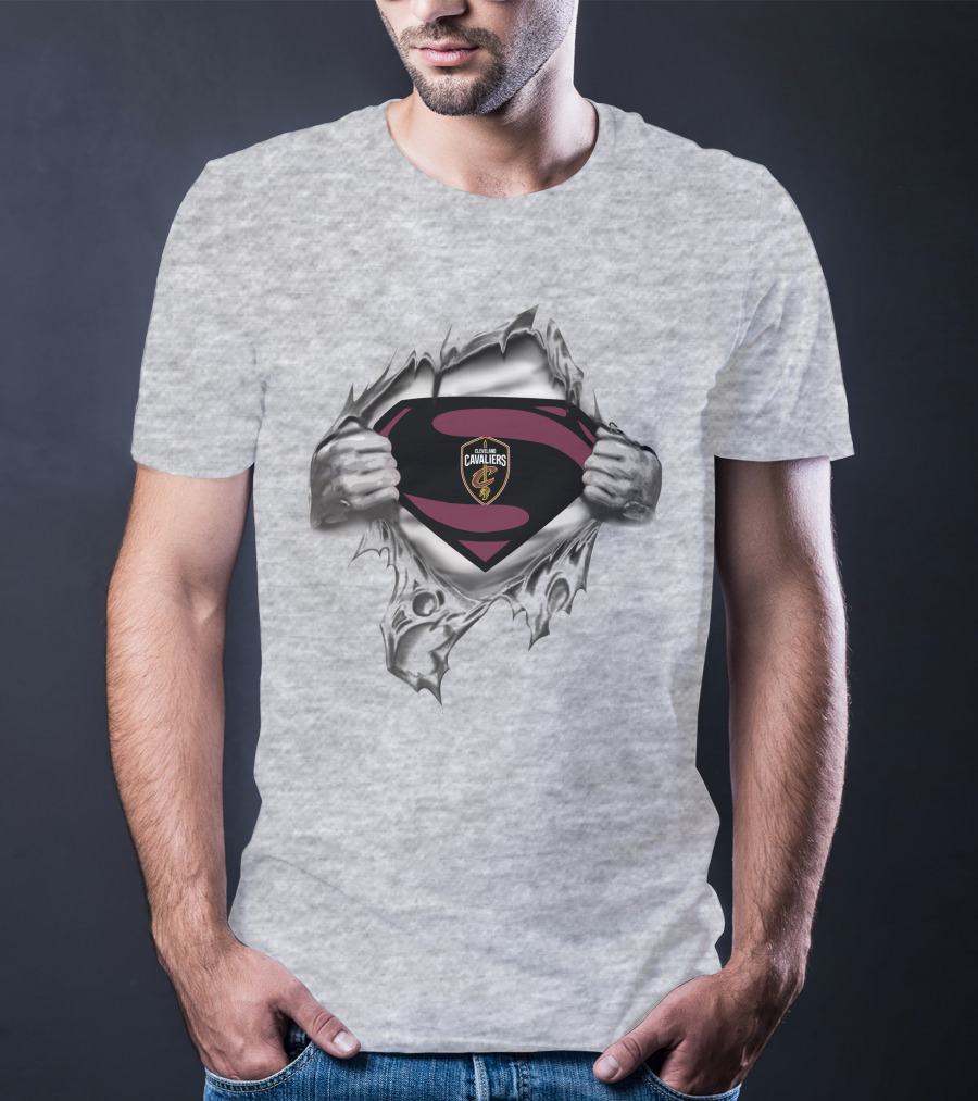 Cleveland Cavaliers Superman Logo Emblem Tear Reveals Team Crest T-Shirt