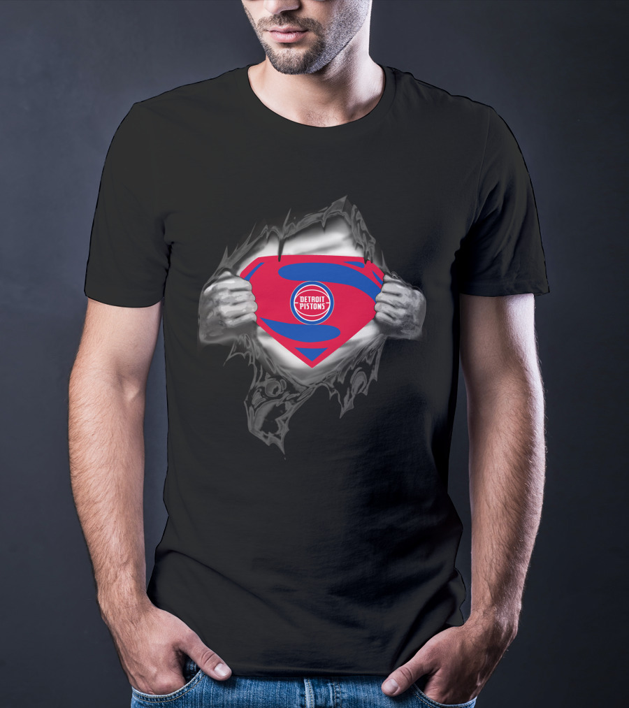 Detroit Pistons Superman Emblem Reveal Tear T-Shirt