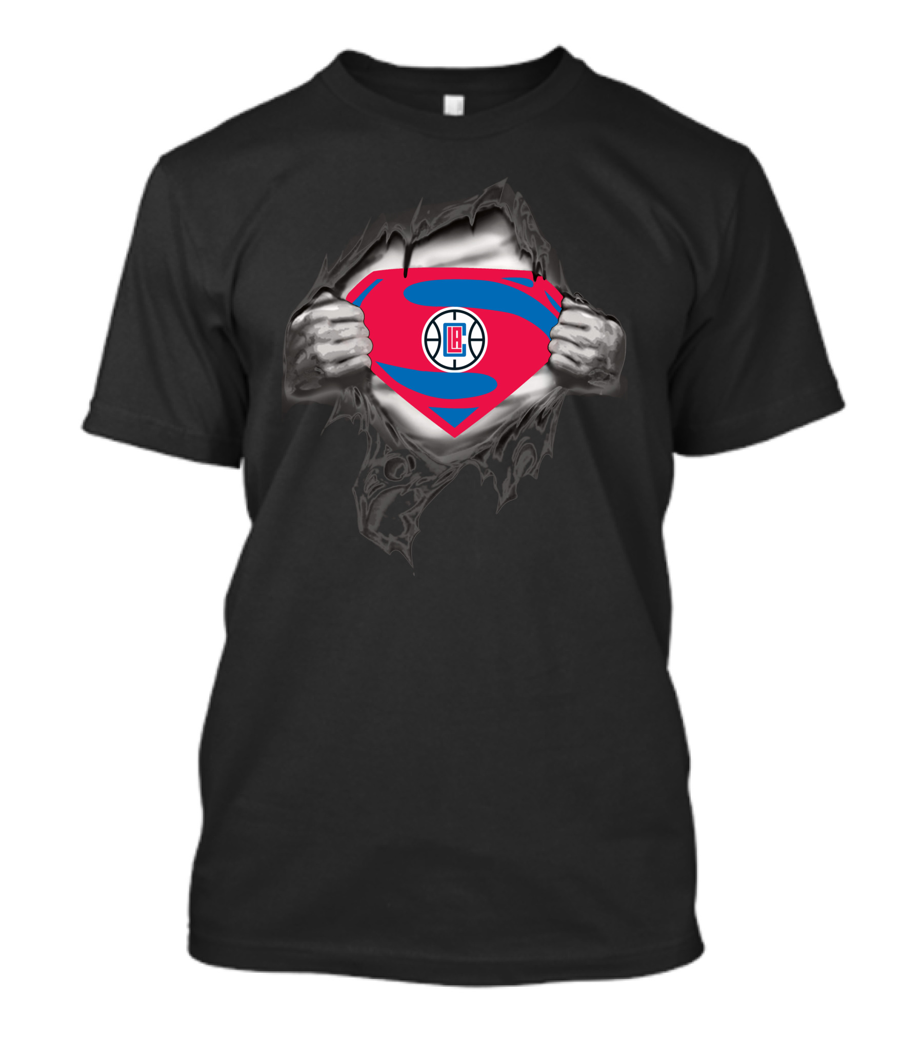 Los Angeles Clippers Super Man Logo Emblem Reveal T-Shirt