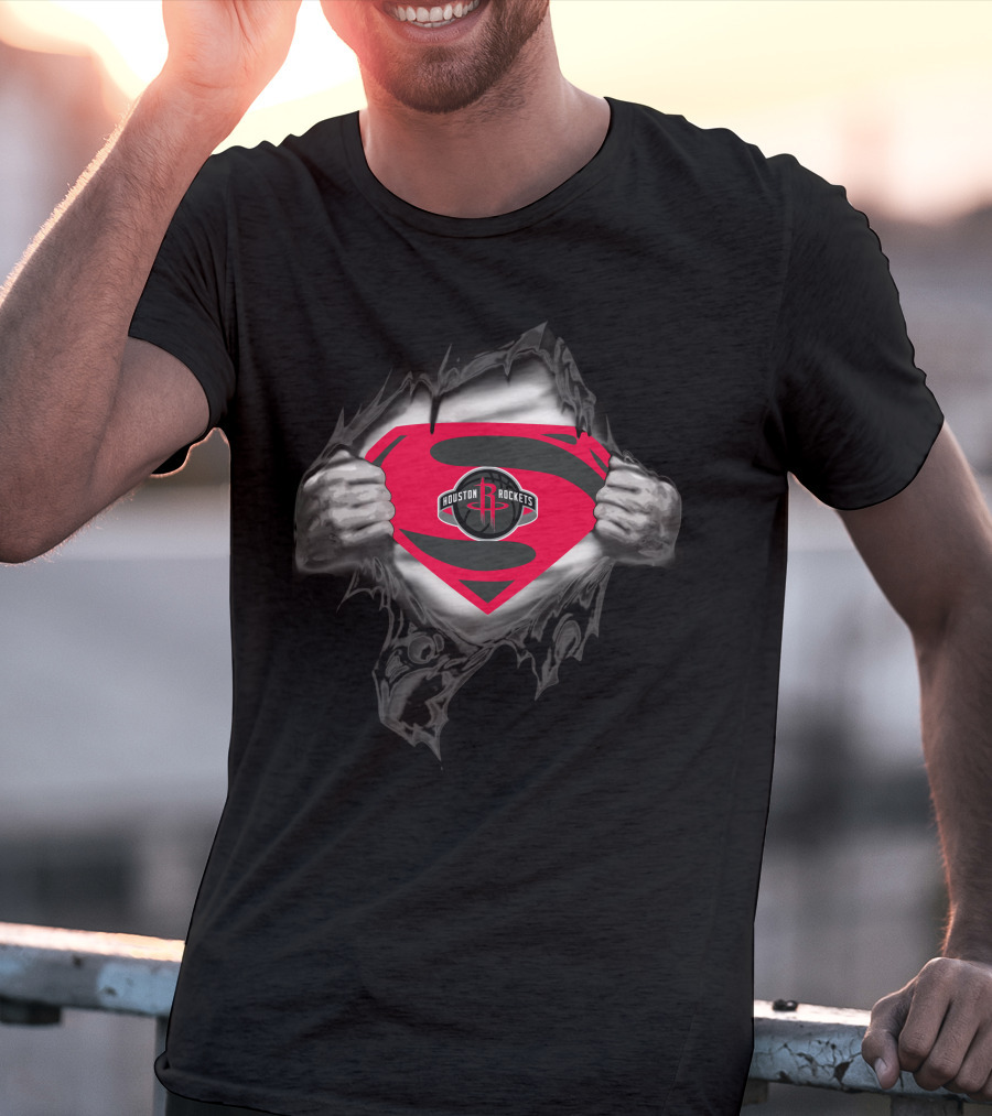Houston Rockets Superman Logo Basketball T-Shirt