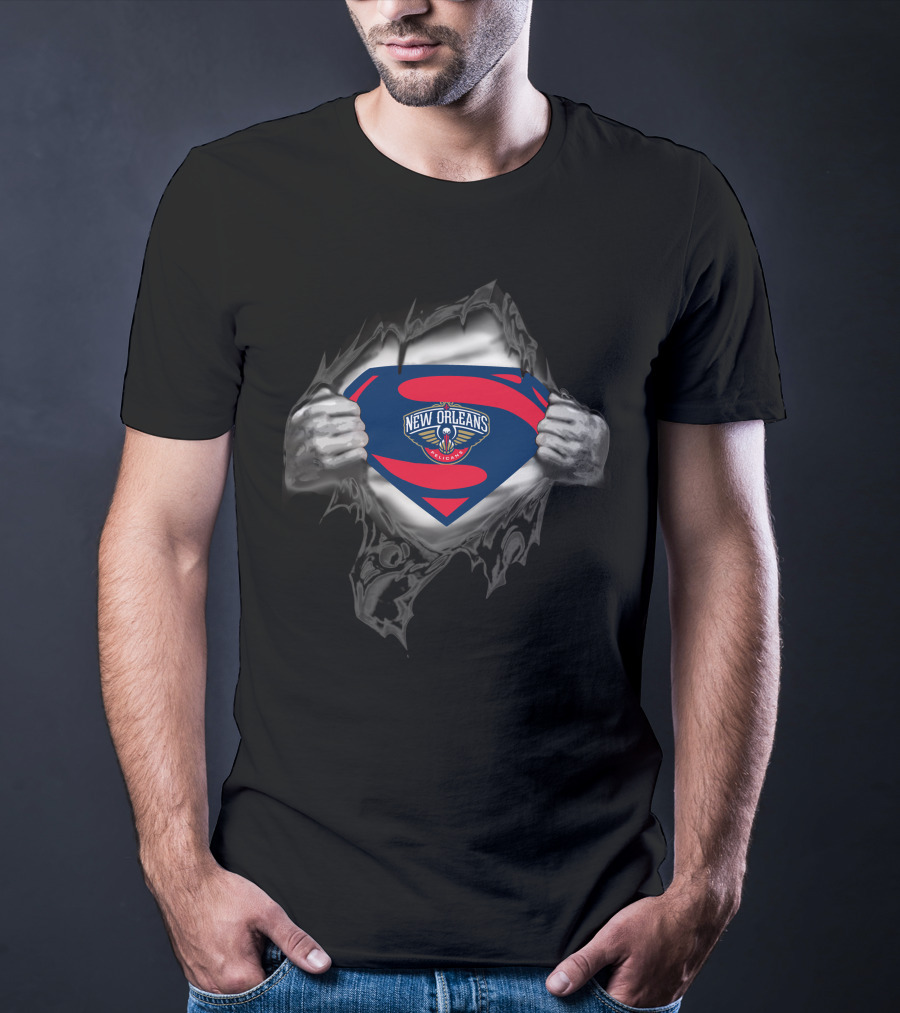 New Orleans Pelicans Superman Logo Rip T-Shirt