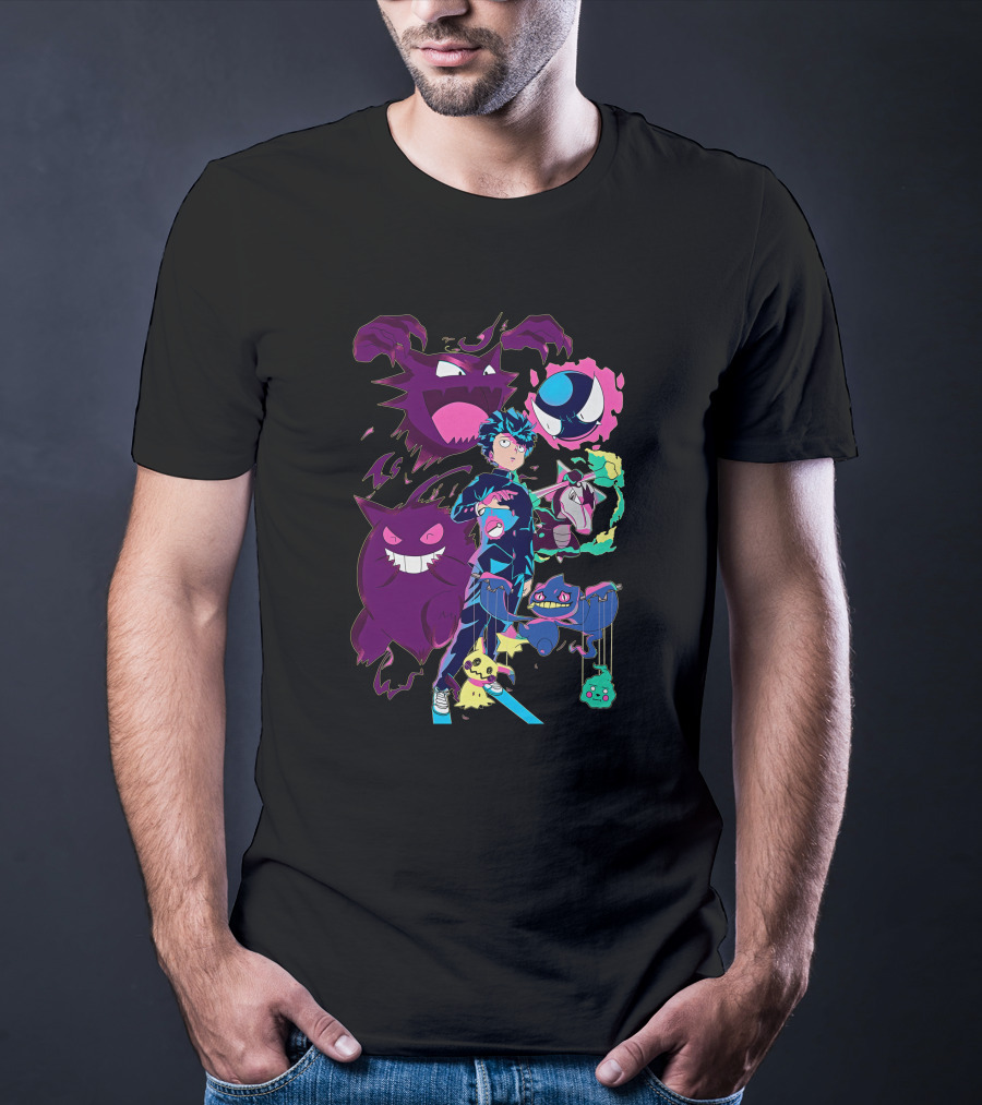 Jelly89 Limitee Pokemob Anime Character With Ghostly Creatures T-Shirt