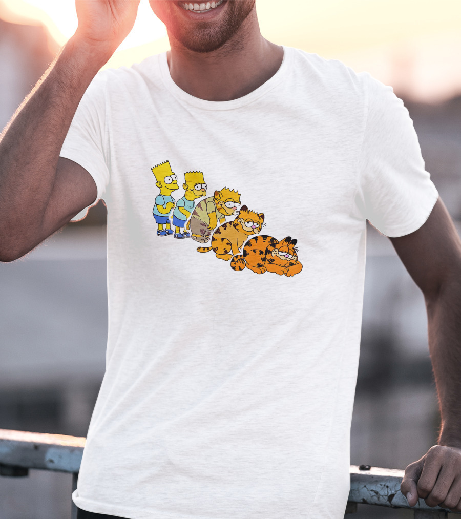 Bart Simpson Garfield Evolution Steps T-Shirt