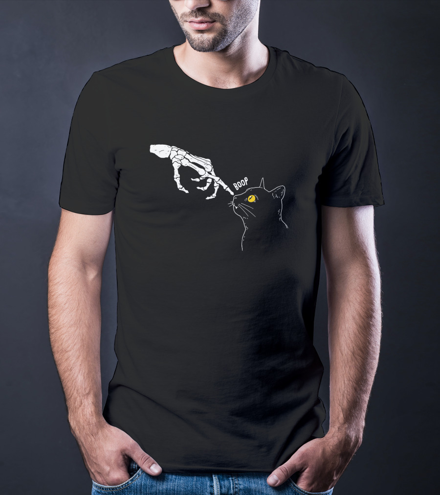 Arm The Animals Boop Spooky Cat Skeleton Hand T-Shirt