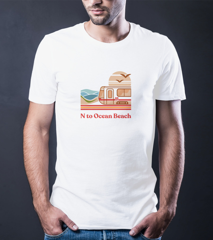 Chrisarvinsf N To Ocean Beach Tram With Scenic Coastline T-Shirt