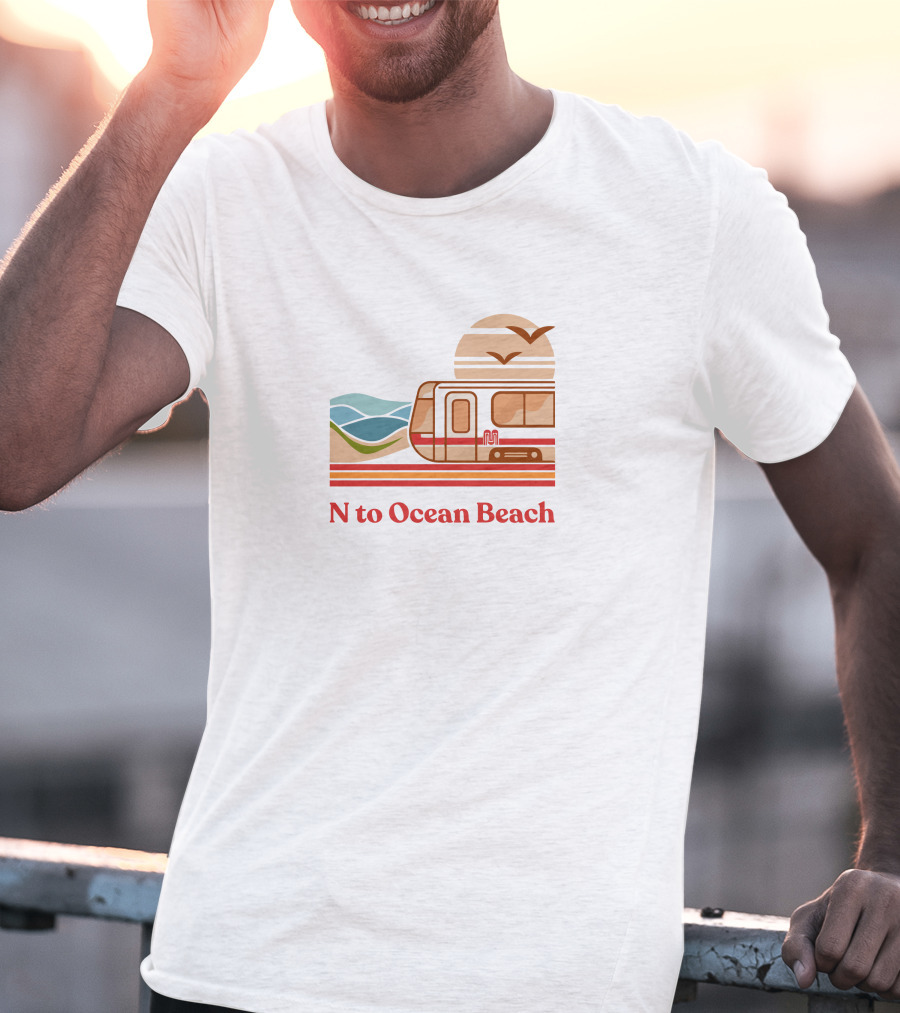 Chrisarvinsf N To Ocean Beach Tram With Scenic Coastline T-Shirt