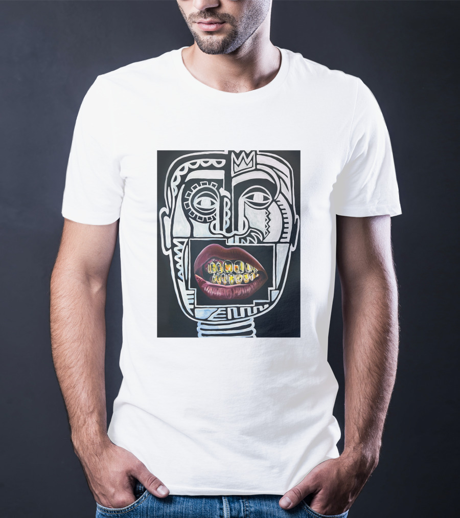 Dooga Culture Champion 2.0 Abstract Face Crown And Gold Teeth T-Shirt