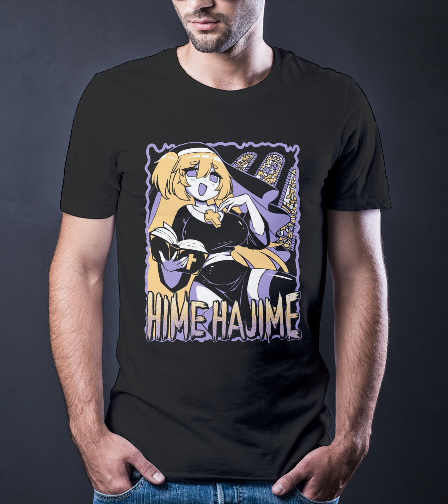 Hime Hajime Vtuber Halloween Nun Cross Book Stained Glass T-Shirt