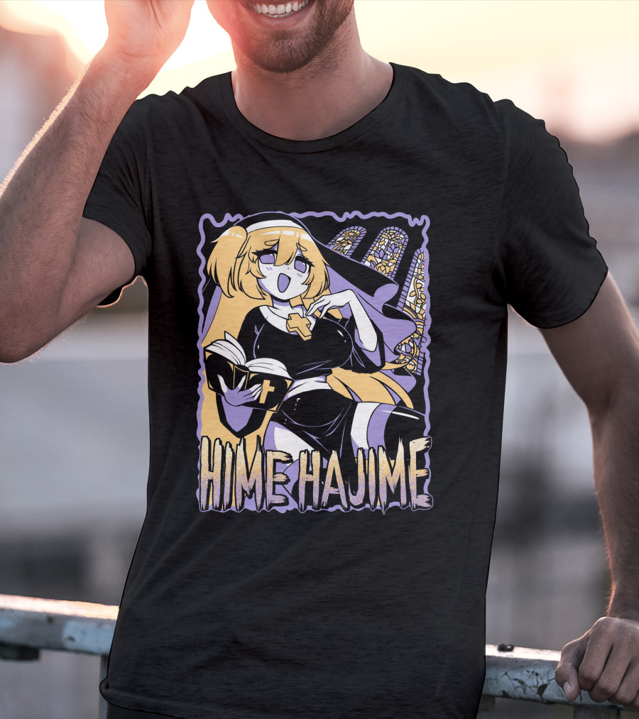 Hime Hajime Vtuber Halloween Nun Cross Book Stained Glass T-Shirt